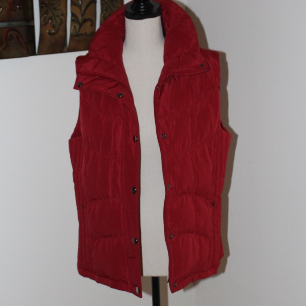 Kenneth Cole REACTION, red down puffer snap buttons and zipper closure vest ....